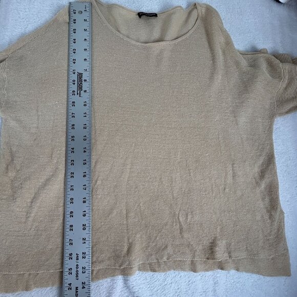 Eileen Fisher Petite Womens PL Organic Linen Sweater Beige Round-Neck Pullover - Picture 7 of 7